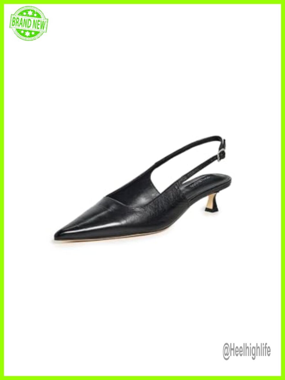 Kitten Heel Slingback Sandals Pointed Toe Evening Formal Rubber Sole